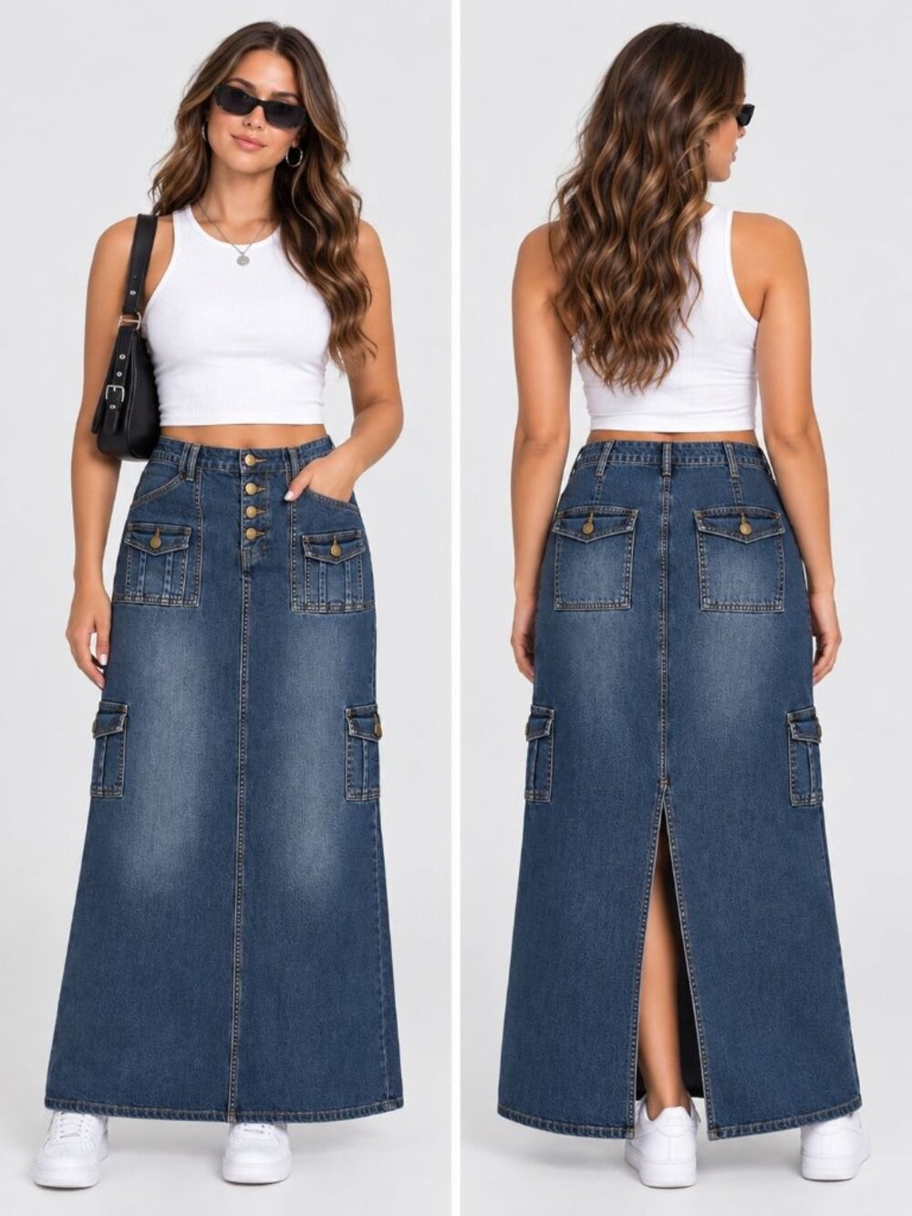 Style J Womens Y2K Cargo Skirt Size Large (32 X 38) Blue Raw Hem Streetwear